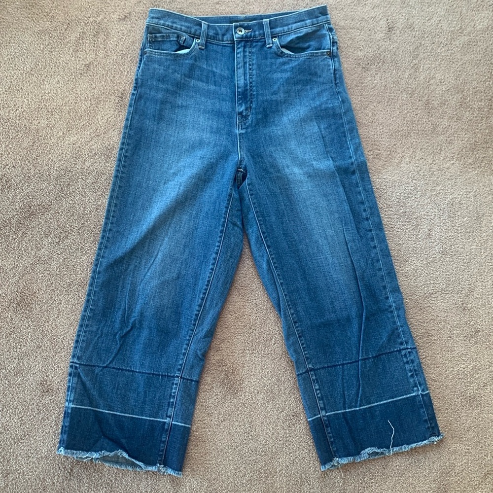 Uniqlo Jeans-high rise stretch with cropped wide leg.